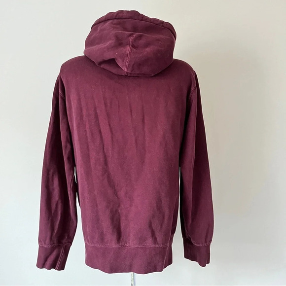 American Eagle AEO Super Soft Slub Hoodie T-Shirt Burgundy Comfy Sweatshirt Sz S - Picture 4 of 16